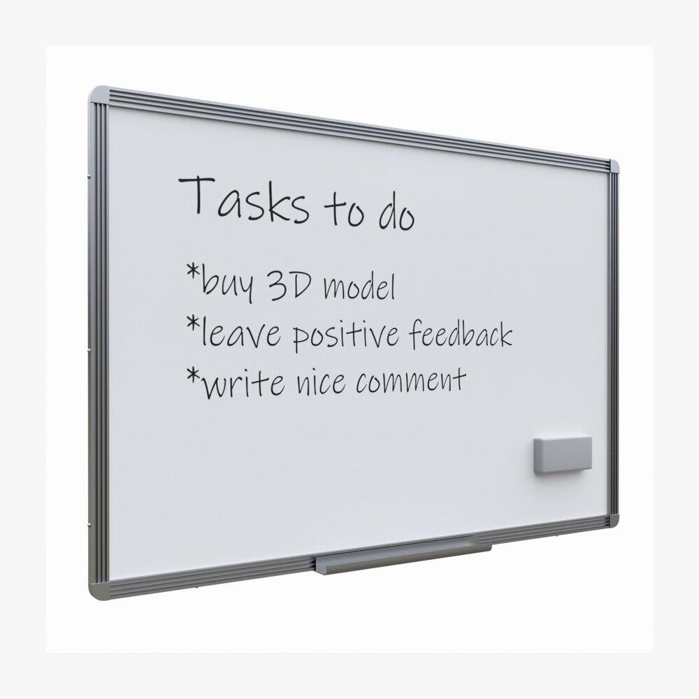 Magnetic Dry Erase White Board 3D 모델 