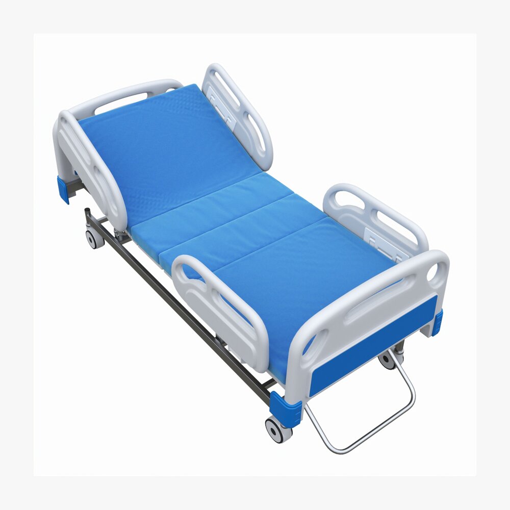 Medical Adjustable Five Functions Hospital Bed With Matress Modelo 3d