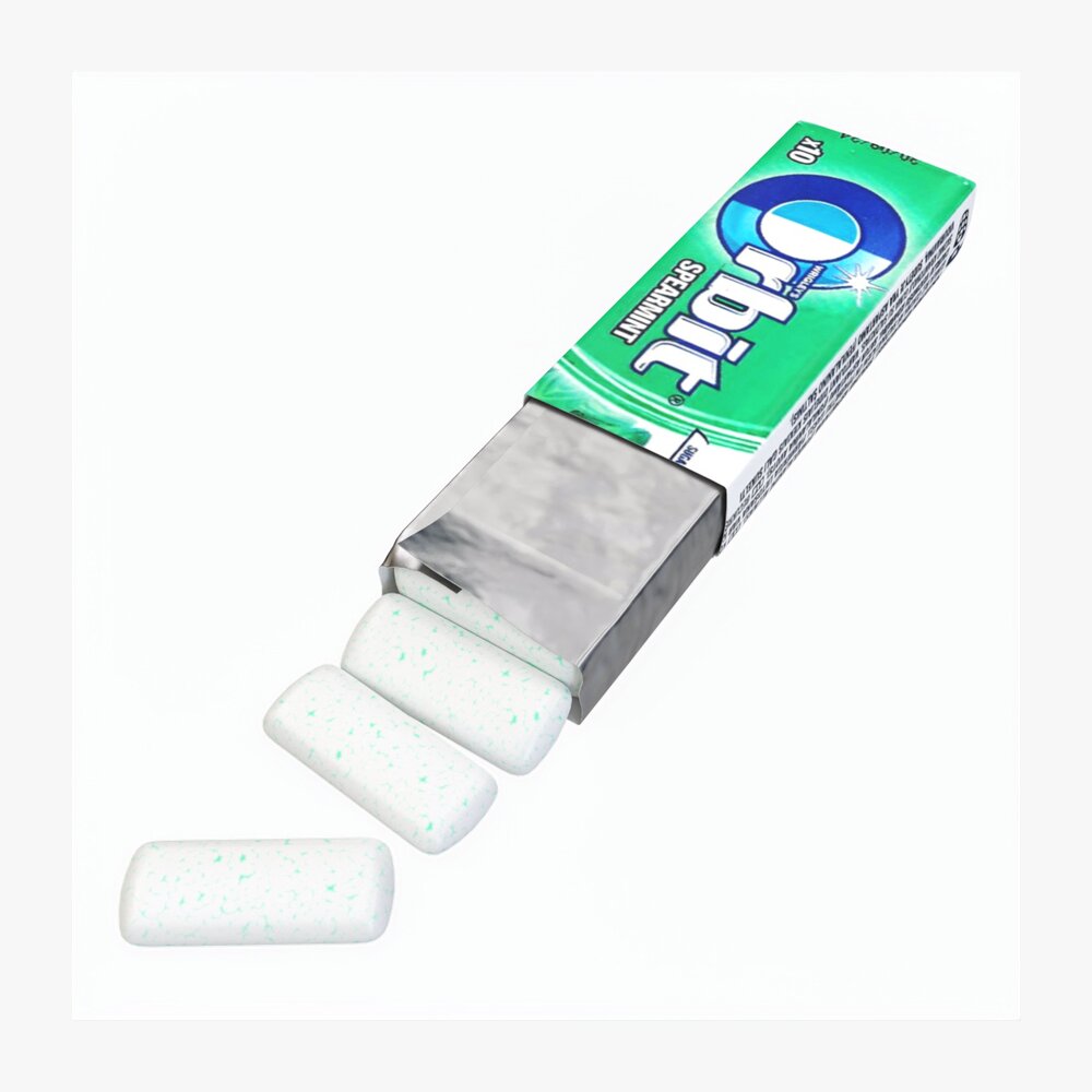 Pack Chewing Gum Orbit Opened 3D 모델 