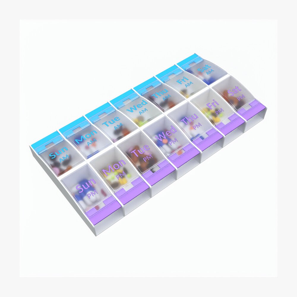 Pill Case Medicine Planner Vitamin Organizer 3D модель
