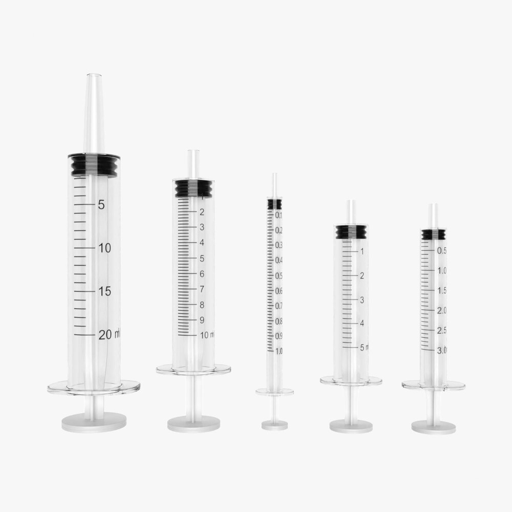 Plastic Syringes 1ml 3ml 5ml 10ml 20ml 3D-Modell