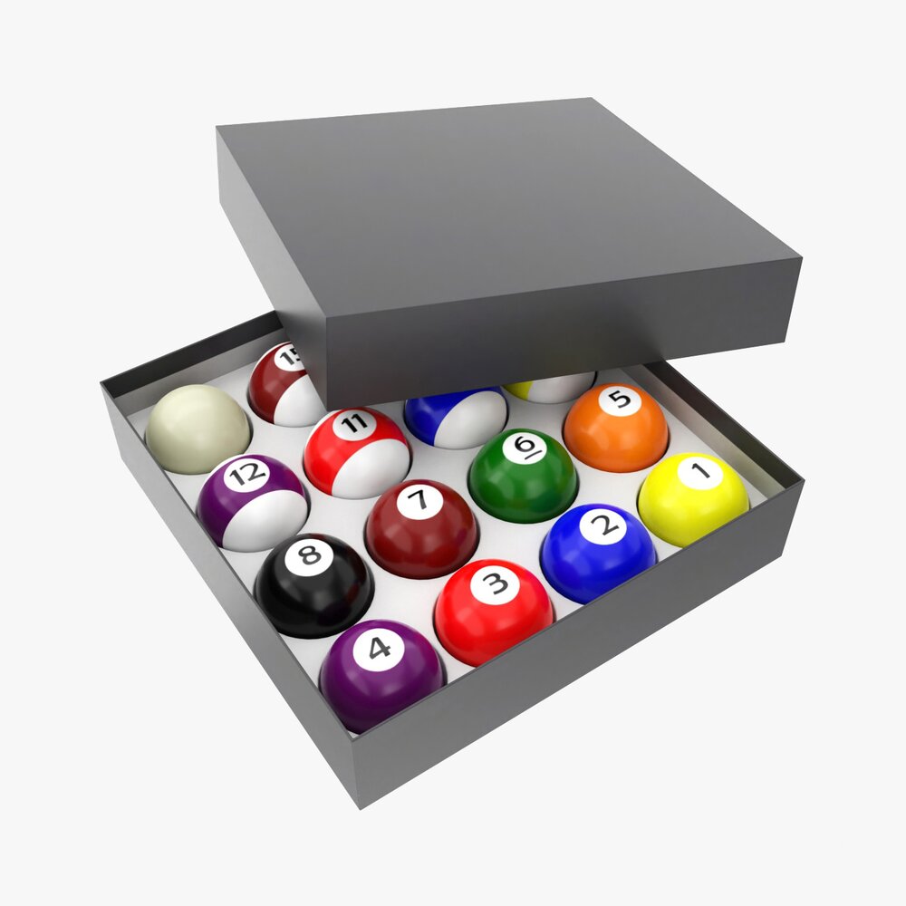Pool Balls In Paper Box 3D-Modell