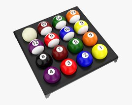 Pool Balls On Plastic Holder 3D 모델 