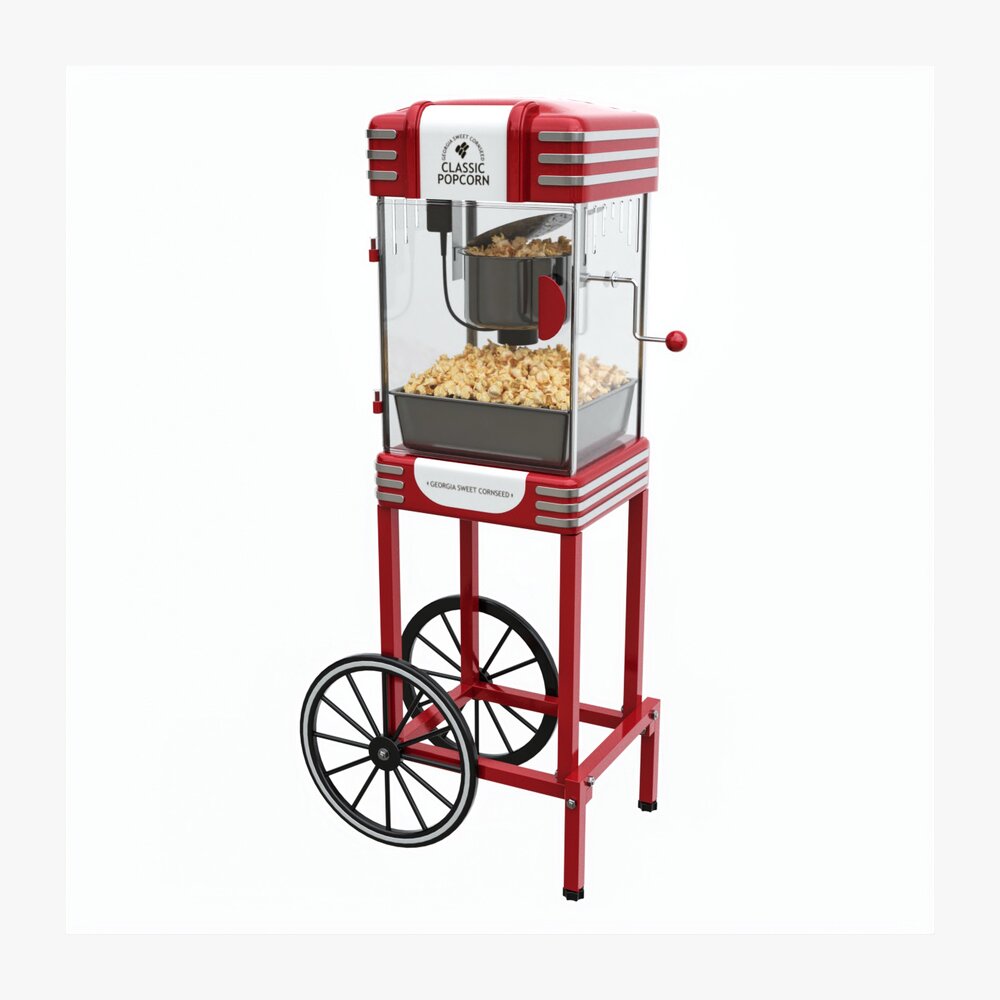 Popcorn Vintage Cart On Wheels 3D модель