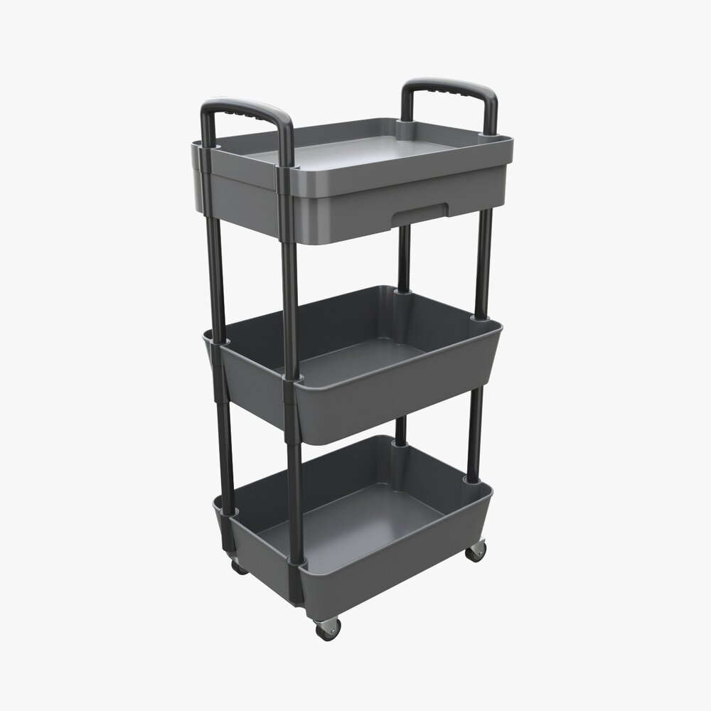 Rolling Utility Cart With Drawer 3-Tier 3D модель