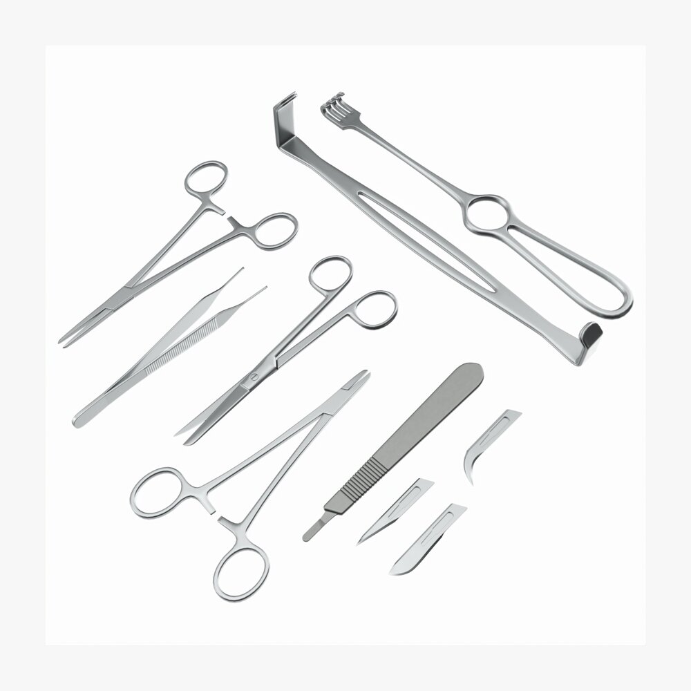 Set Of 7 Surgical Instruments Modèle 3D