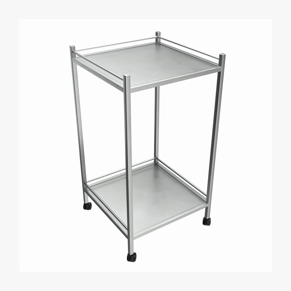 Stainless Steel 2 Shelf Medical Instrument Trolley Modèle 3D