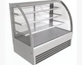 Store Cake Display Shelf With Curved Glass And Cooling 3Dモデル