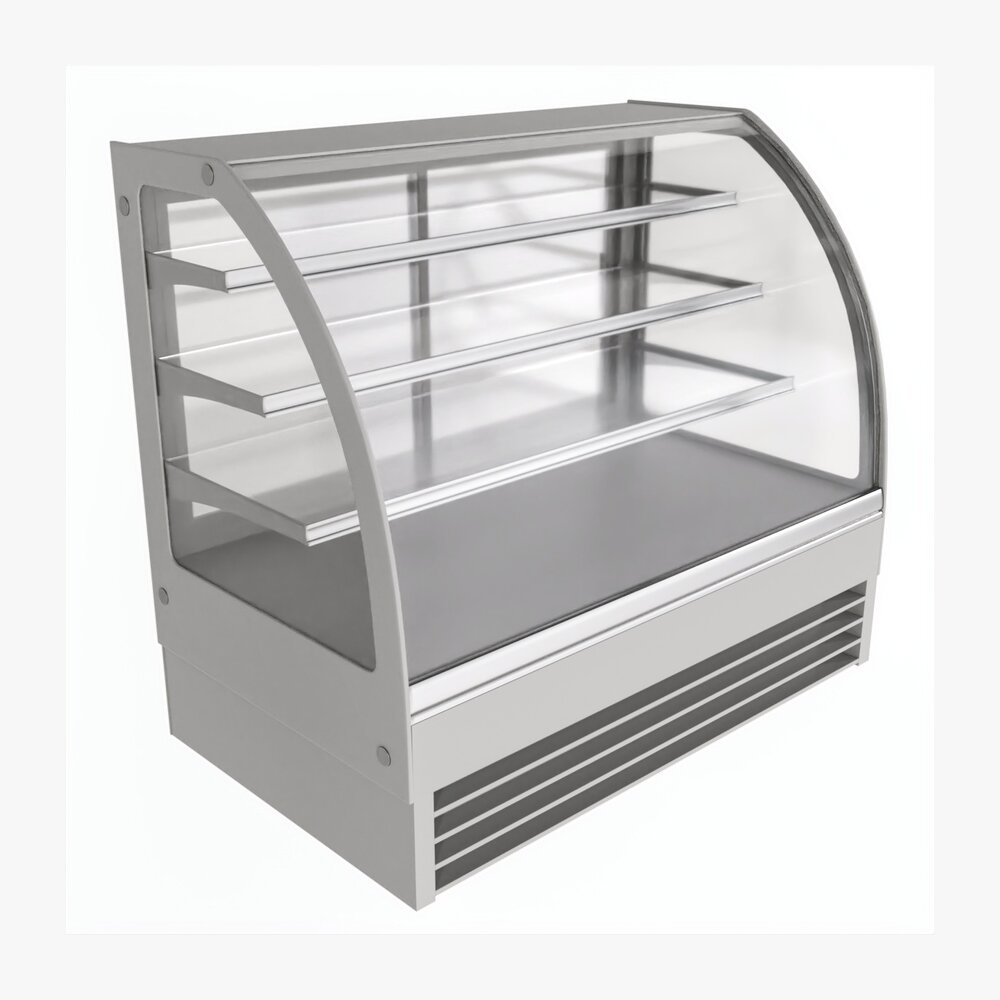 Store Cake Display Shelf With Curved Glass And Cooling Modelo 3D