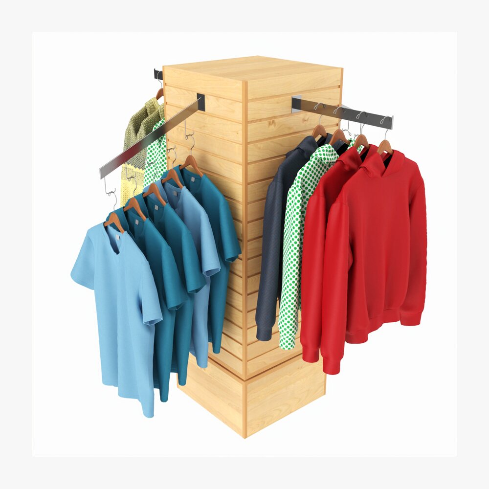 Store Clothing Rotating Slatwall Cube Merchandiser Modelo 3d