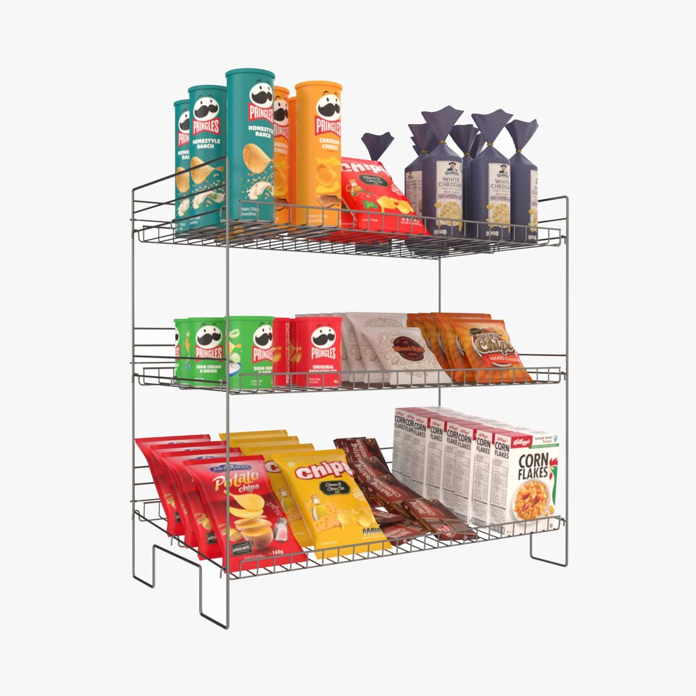 Store Wire Snack Shelf And Chip Rack Modello 3D