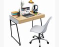 Study Desk With Laptop 3d model