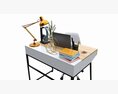 Study Desk With Laptop Modello 3D