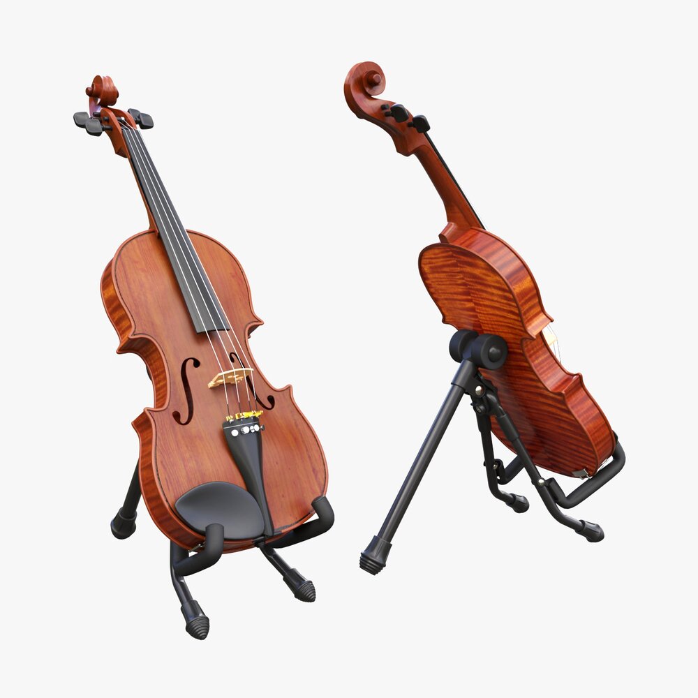 Violin On A Modern Stand Modèle 3D
