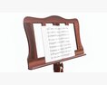 Violin With Bow And Wooden Music Note Stand 3D 모델 