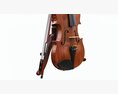 Violin With Bow And Wooden Music Note Stand 3Dモデル