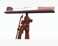 Violin With Bow And Wooden Music Note Stand 3D 모델 