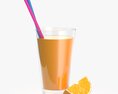 Glass With Orange Juice Straws and Orange Slice 3D 모델 