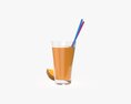 Glass With Orange Juice Straws and Orange Slice Modèle 3d
