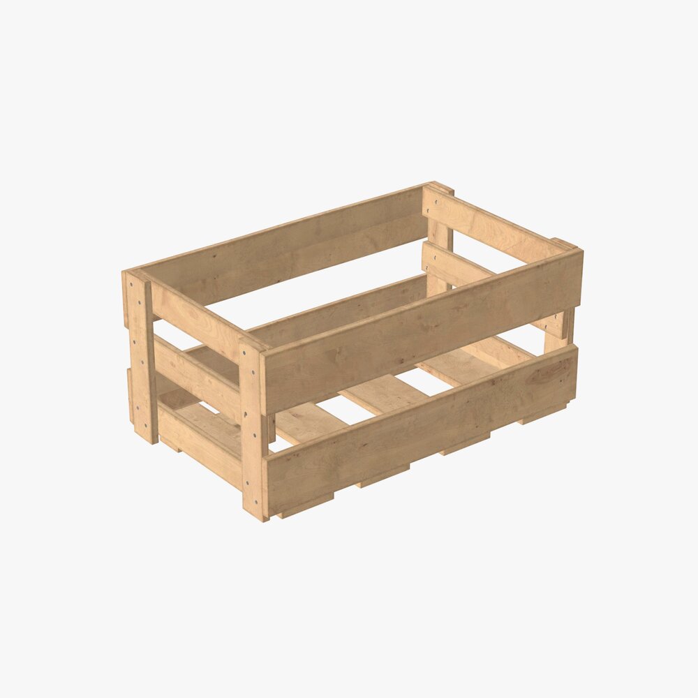 Wooden Box With Nails 3D model