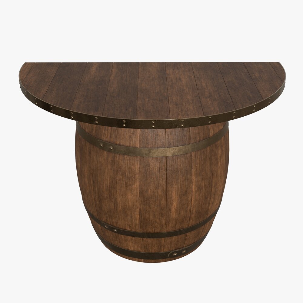 Wooden Barrel Console Table 3D model
