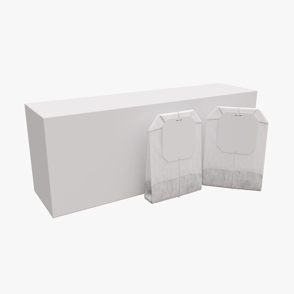 Closed Tea Paper Box With Tea Bags 3D model