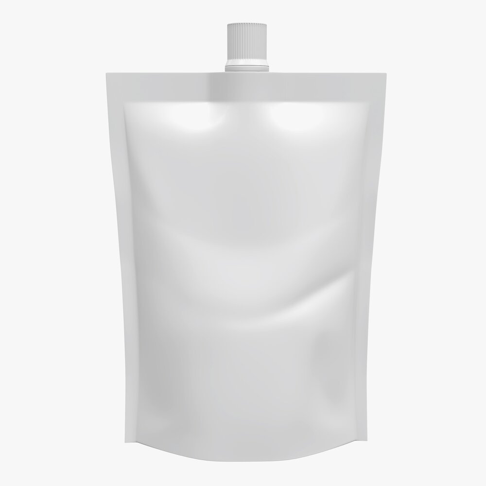 Blank Pouch Bag With Top Spout Lid Mock Up 02 3D 모델 