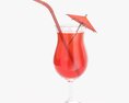 Tulip Glass With Orange Juce Straw And Umbrella 3D模型