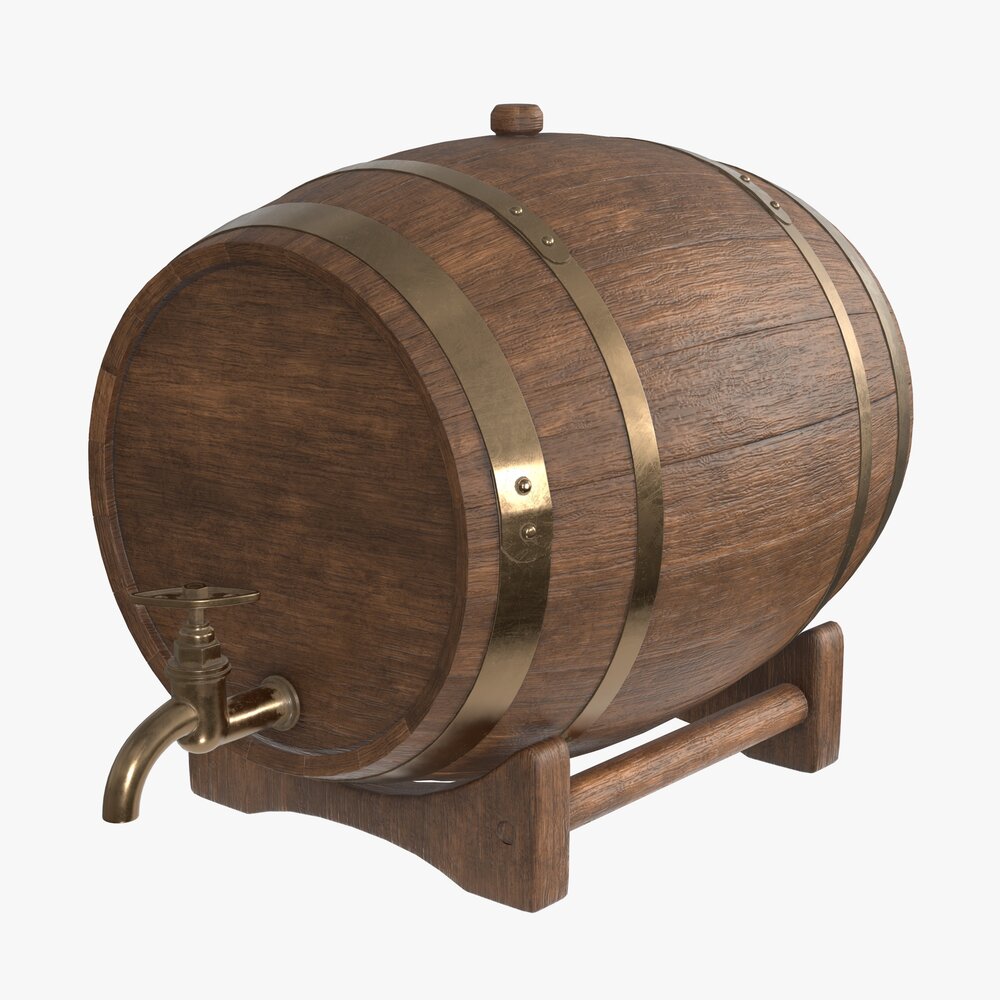 Wooden Barrel For Beer 01 3D model