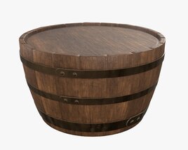 Wooden Barrel Half Table 3D model