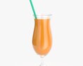 Tulip Glass With Orange Juice And Straw Modelo 3d