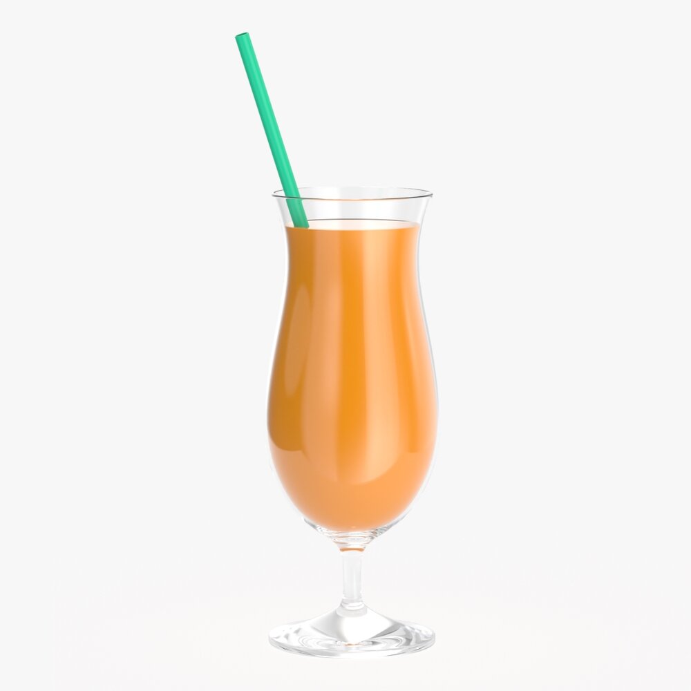 Tulip Glass With Orange Juice And Straw 3D-Modell