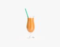 Tulip Glass With Orange Juice And Straw 3D модель