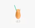 Tulip Glass With Orange Juice And Straw 3d model