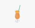 Tulip Glass With Orange Juice And Straw 3Dモデル