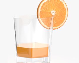 Rocks Glass With Orange Juice And Straw 3D-Modell
