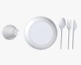 Plastic Tableware Set Plate Knife Spoon Cup 3D-Modell