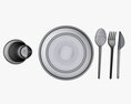 Plastic Tableware Set Plate Knife Spoon Cup 3Dモデル