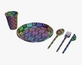 Plastic Tableware Set Plate Knife Spoon Cup Modello 3D