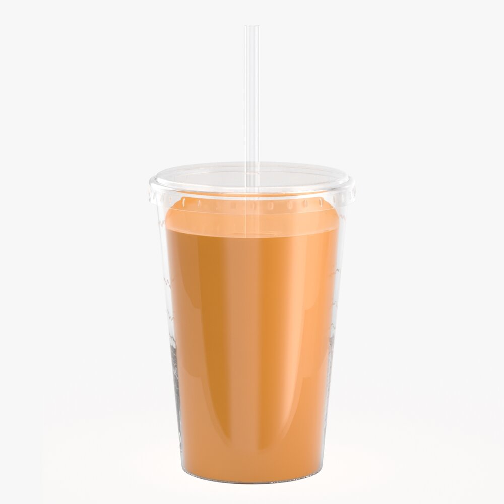Plastic Cup Coffee Juice Milkshake With Straw 3D model
