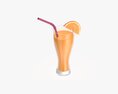 Weizen Glass With Orange Juice Straw And Orange Slice 3d model