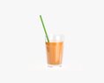 Tall Rocks Glass With Orange Juice And Straw 3D 모델 