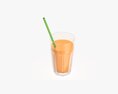 Tall Rocks Glass With Orange Juice And Straw 3D-Modell