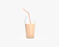 Plastic Cup Cold Coffee Milkshake With Straw 3d model