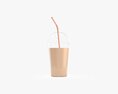Plastic Cup Cold Coffee Milkshake With Straw 3D модель