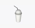 Plastic Cup Cold Coffee Milkshake With Straw 3d model