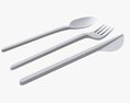 Plastic Spoon Fork Knife Tableware 3D-Modell