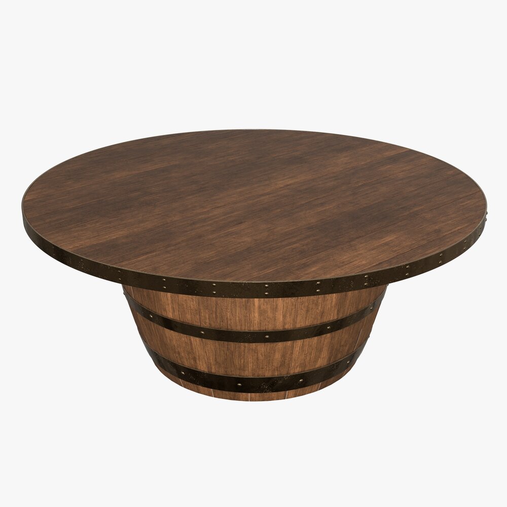 Wooden Barrel Coffee Table 3D model