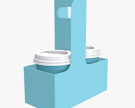 Recycled Medium Paper Coffee Cups Plastic Lid And Holder 3D model
