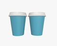 Recycled Medium Paper Coffee Cups Plastic Lid And Holder Modelo 3D